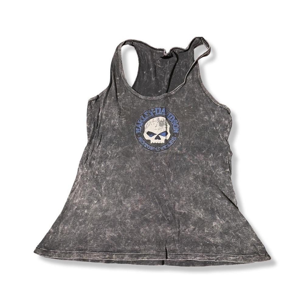 Harley-Davidson Willie G Skull Tank Top Acid Wash Grey Space Coast Florida XL